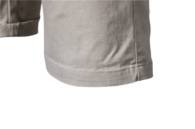 Voguable 2022 New Summer 100% Cotton Solid Shorts Men High Quality Casual Business Social Elastic Waist Men Shorts 10 Colors Beach Shorts voguable