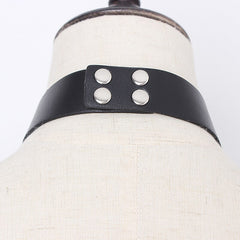 Women Black Pu Leather Metal Chain Stitch Necklace New Temperament Fashion Tide All-match Spring Autumn voguable