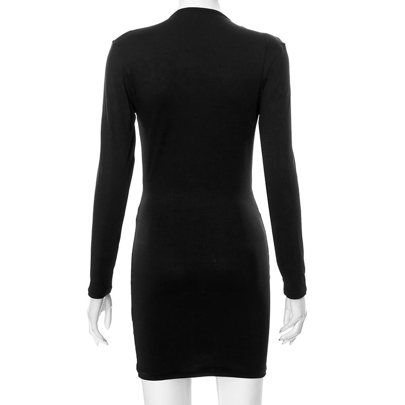 Voguable  Solid Hollow Out Revealing Long Sleeves Sexy Mini Dress 2022 Spring Bodycorn Elegant Party Club Outfits Y2K voguable