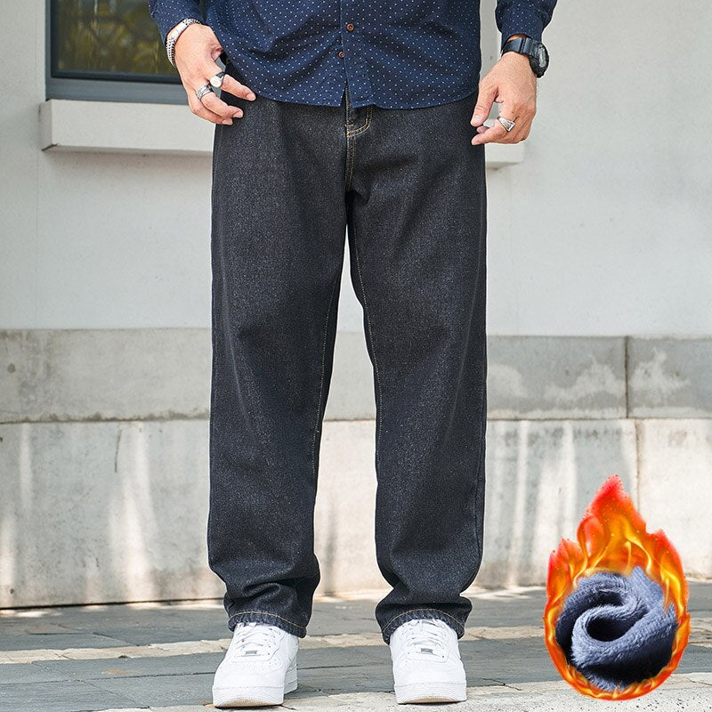 Voguable Baggy Pants Men Big Size Jeans Denim Loose Straight Long Trouser Man Style Street Outdoor Clothing 32-48 voguable
