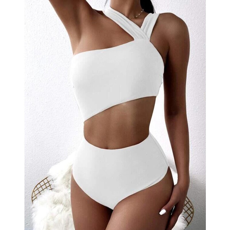 Voguable  Sexy One Piece Swimsuit High Waist Bodysuit Women'S Swimwear 2022 Bathing Suit Solid Beachwear Hollow Out One-Piece Suits voguable