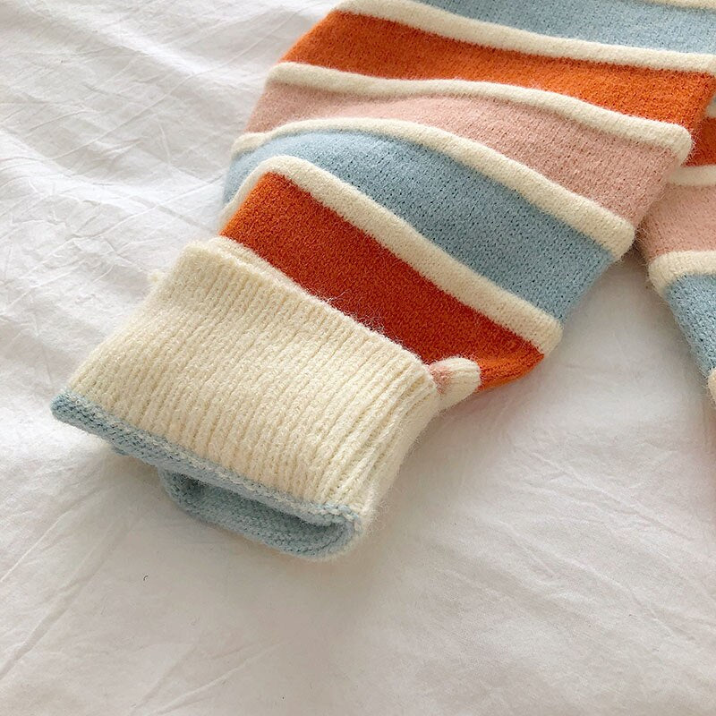 Voguable New Women Stripe Sweater Autumn Winter Loose Long Sleeve Pullover Tops Korean Ladies Knitted Patchwork Korean Sweaters voguable