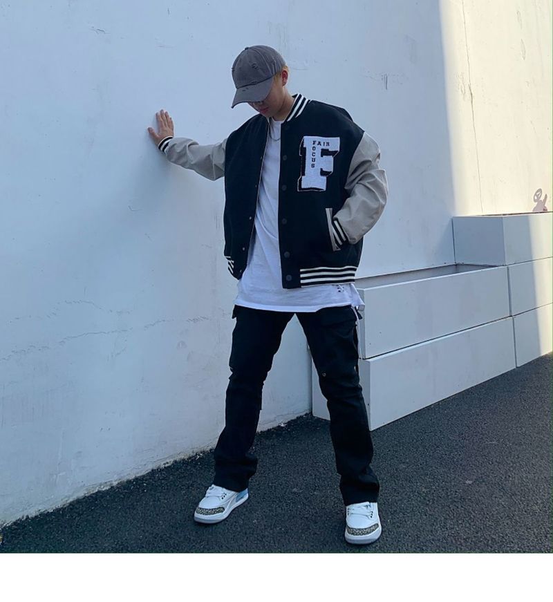 Voguable 2021 spring autumn Oversized baseball uniform jacket vibe embroidery men women flocking hip-hop leather sleeve caot punk bomber voguable