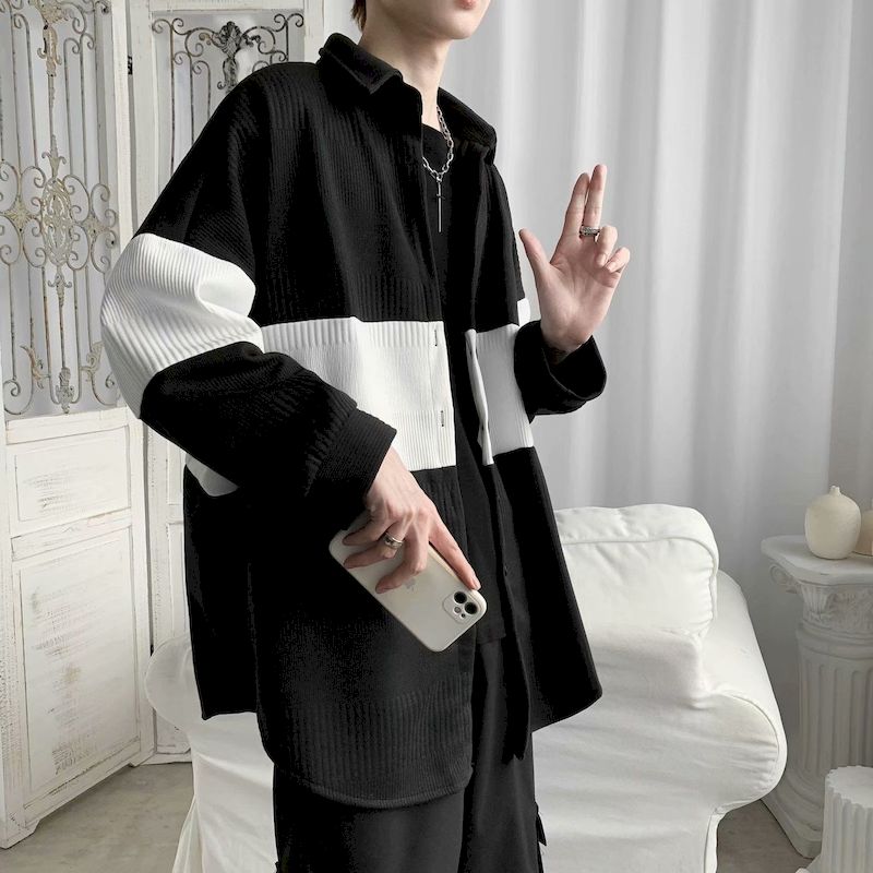 Voguable 2021 Spring Women's Knitted Jacket Men's Clothing Hong Kong Style Korean Fashion Casual Loose Long Sleeve Niche Cardigan Jacket voguable