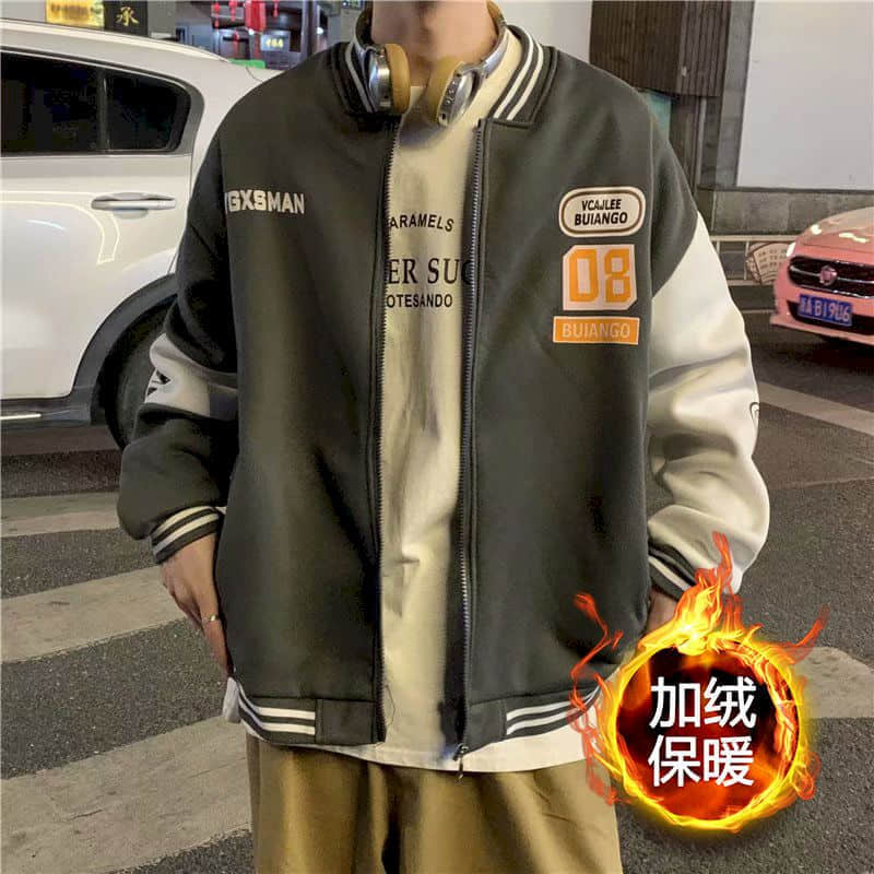Voguable Jacket Men's Autumn Spring Thickened New Jacket Hong Kong Style Loose Baseball Uniform Korean Student Jacket Streetwear Top voguable
