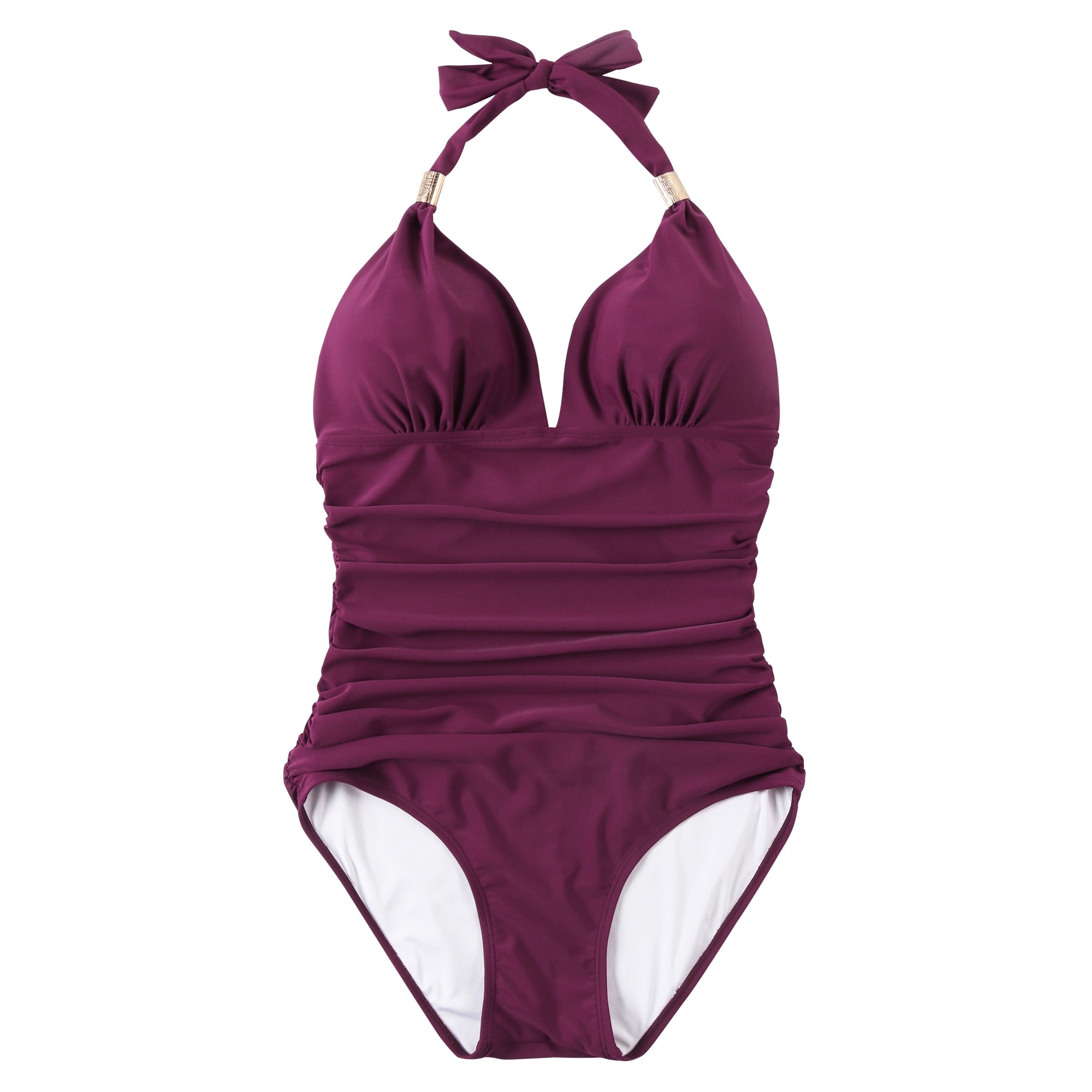 Voguable One Piece Swimsuit Women Solid Bathing Suit Halter Bodysuit Push Up Swimsuit Monokini Beachwear Plus Size Swimwear Tankini 2022 voguable