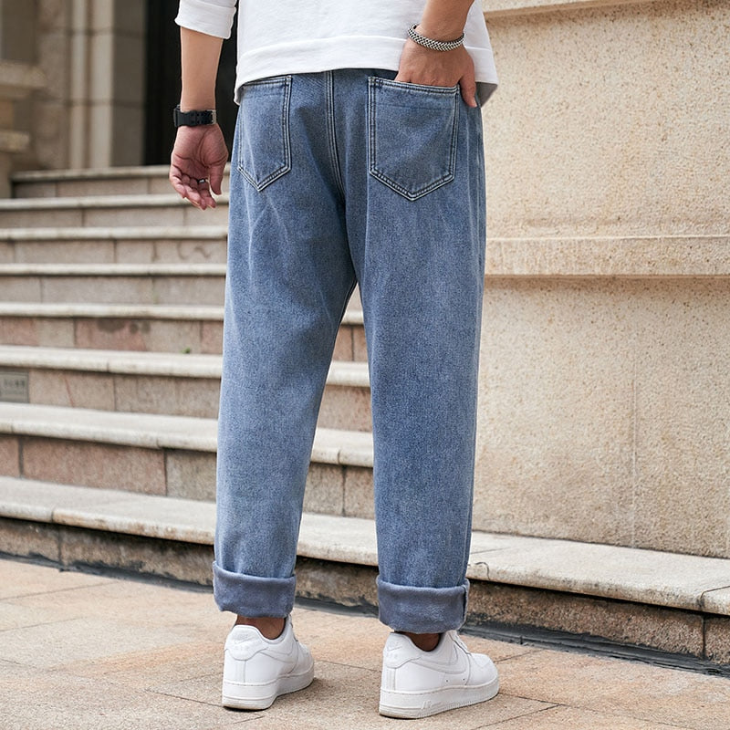 Voguable Baggy Pants Men Big Size Jeans Denim Loose Straight Long Trouser Man Style Street Outdoor Clothing 32-48 voguable