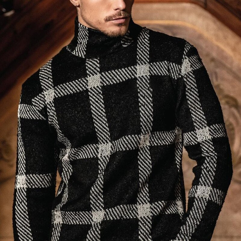 Voguable Turtleneck Men Knitted Sweater Men's Clothing Wholesale Item Harajuku Fashion New Pullover Casual Black Sweater Winter voguable