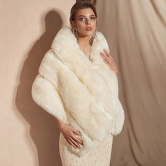 Wedding Bolero Winter Bridal Shrug Faux Fur Shawls Women Wraps Jacket Party Coat Shawl White Cape Faux Fur Coat Fur Robe voguable