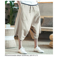 Men Harajuku Harem Pants Mens Summer Cotton Linen Joggers Pants Male Vintage Chinese Style Sweatpants Fashions voguable