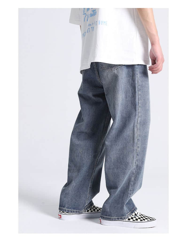 Voguable Men's and women's jeans American loose denim daddy pants men's oversize straight wide-leg mopping wash jeans trend streetwear voguable