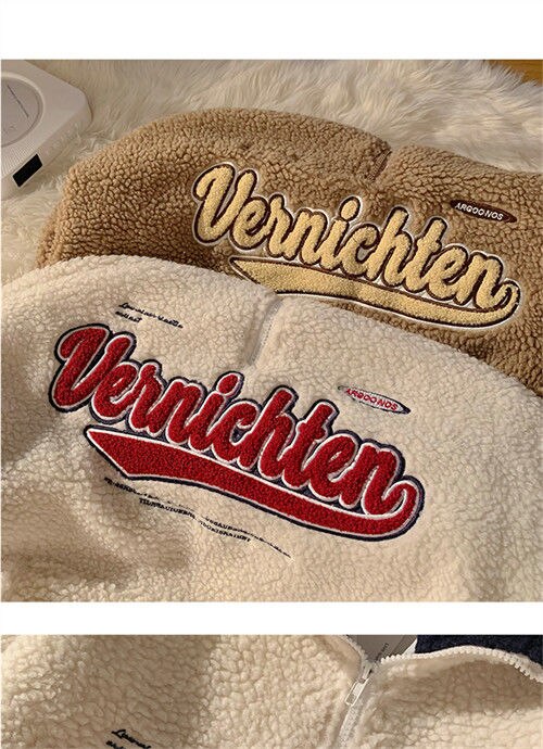 Voguable New Vintage Punk Style Streetwear Chic V-neck Letter Embroidery Sweatshirt Women Baseball Oversized Harajuku lambswool coats ins voguable