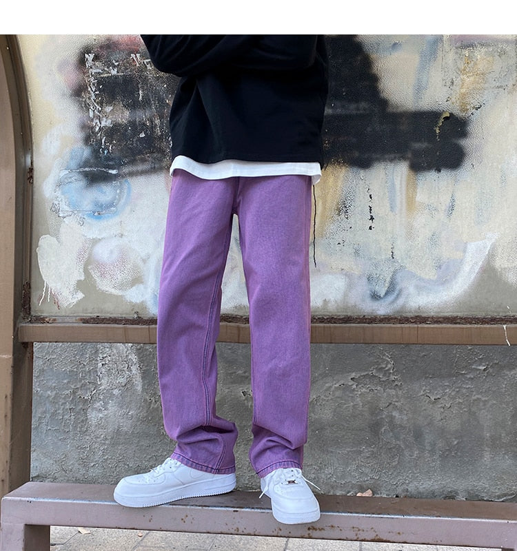 Voguable Men Korean Fashions Purple Jeans Pants Japanese Streetwear Denim Baggy Wide Leg Loose Trousers Plus Size 3XL voguable