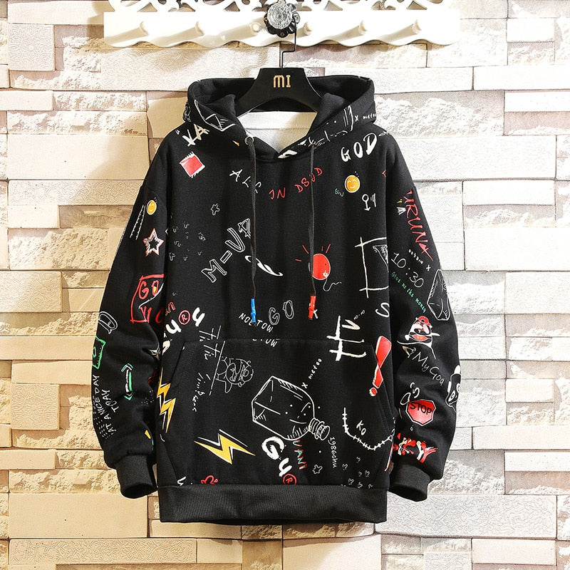 Voguable 2022 Autumn Spring Black Patchwork Hoodies MEN'S Sweatshirts Hiphop Punk Streetwear Casual Pullover voguable