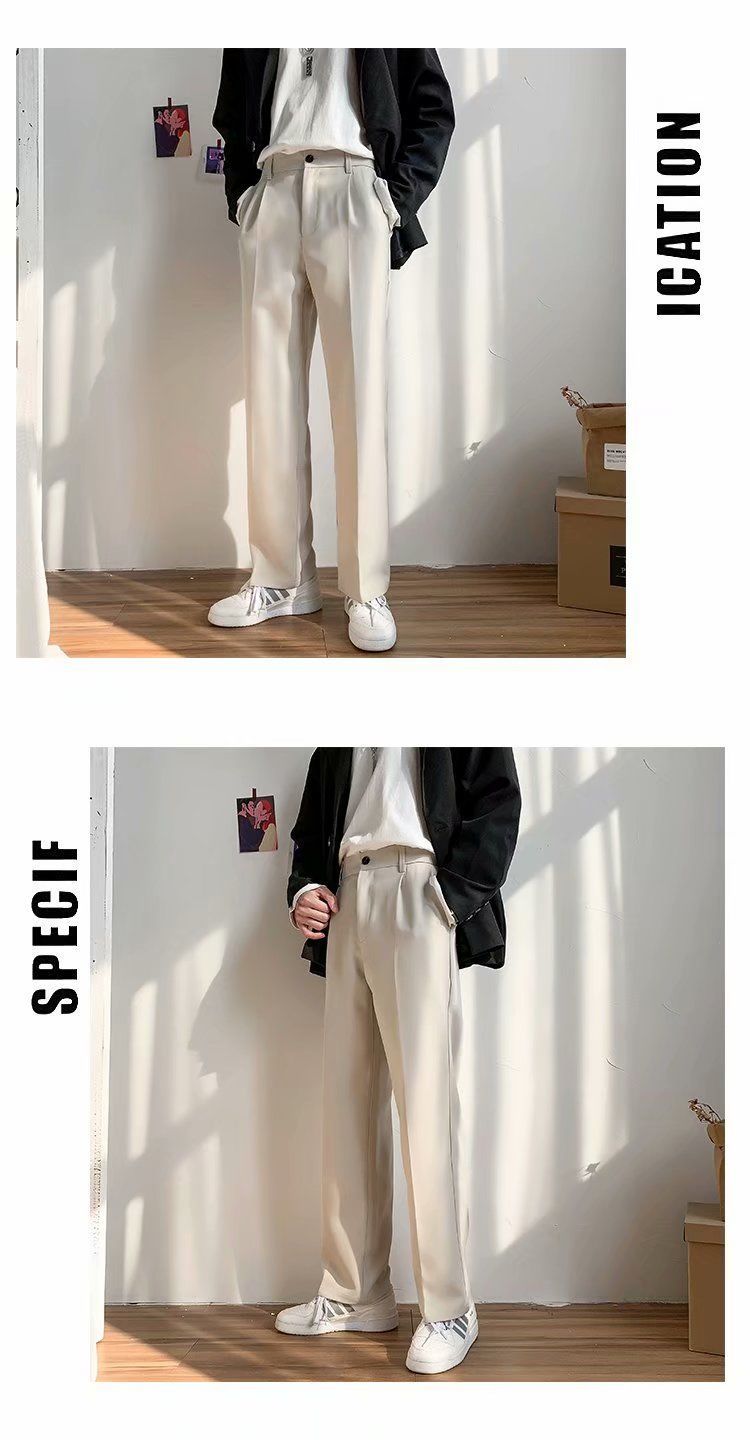 Voguable Ice Silk Men Suit Pants Loose Loose Drape Straight Leg Trousers for Men Thin Wide-leg Casual Ninth Pants Japanese Streetwear voguable