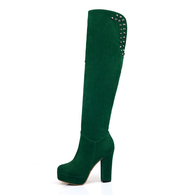 New Fashion Spring Winter Women Black Knight Boots Sexy Over the Knee Boots High Heels Platform Long Bota Feminina Plus Size 46 voguable
