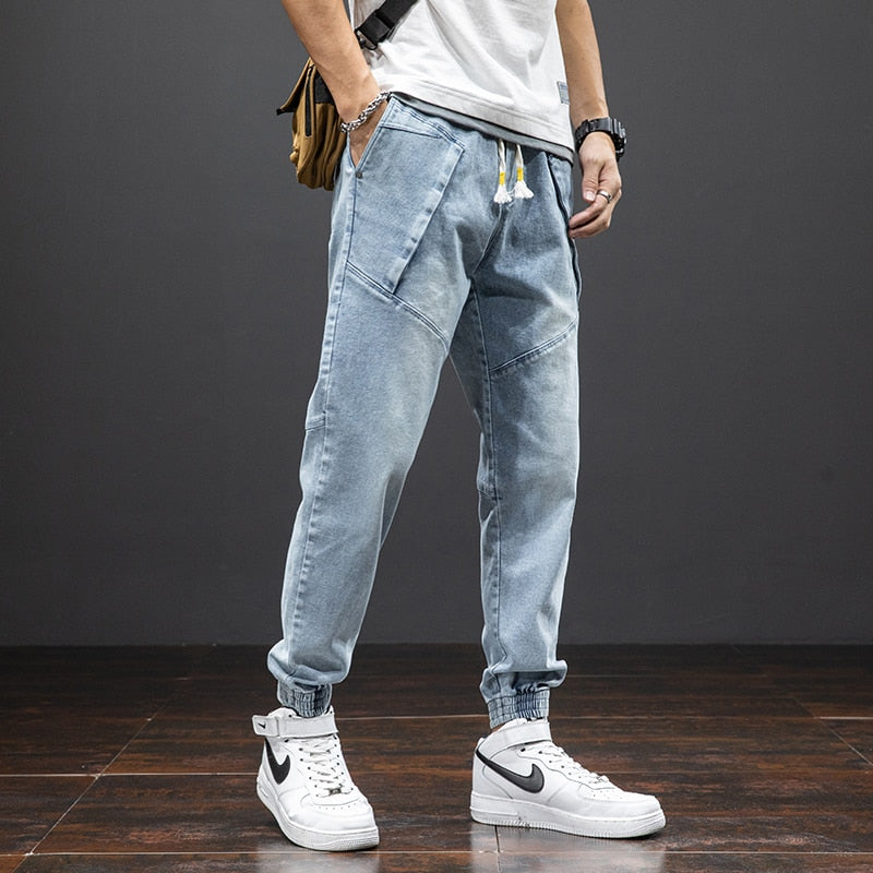 Voguable 2021 Spring Summer Ankle-Length Baggy Jeans Men Streetwear Jogger Jeans Denim Harem Pants Plus Size 6XL 7XL 8XL voguable