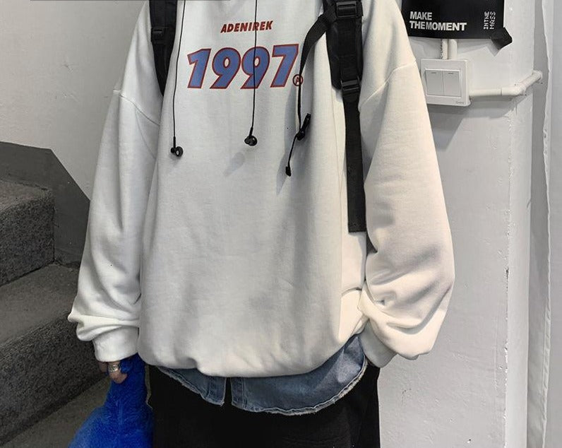 Voguable Spring Men Casual Sweatshirts Harajuku 1997 Printed Men Oversized Hoodies 2021 Korean Man Casual Loose Pullovers voguable
