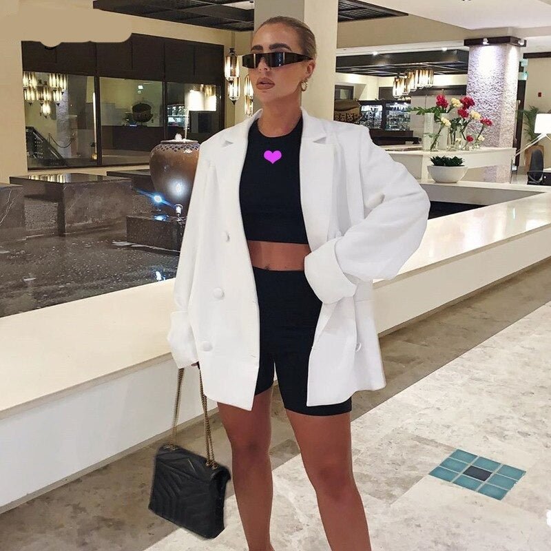 Voguable  long sleeve pure oversize coat blazer autumn winter women streetwear outfits windbreaker female tops voguable