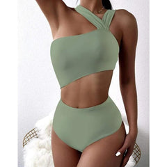 Voguable  Sexy One Piece Swimsuit High Waist Bodysuit Women'S Swimwear 2022 Bathing Suit Solid Beachwear Hollow Out One-Piece Suits voguable