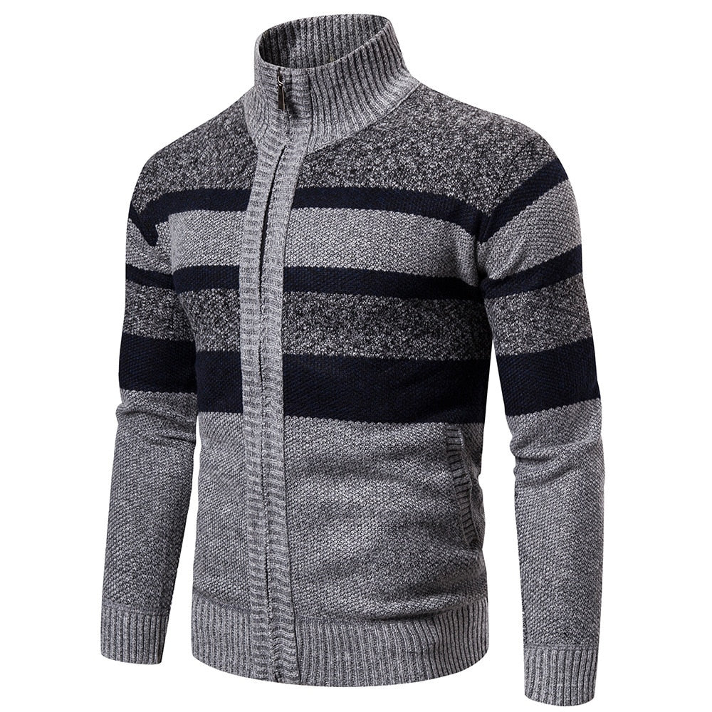 New Autumn Winter Cardigan Men Sweaters Jackets Coats Fashion Striped Knitted Cardigan Slim Fit Sweaters Coat Mens Clothing voguable