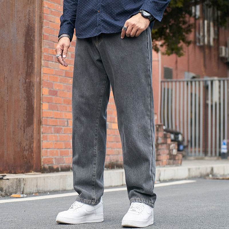 Voguable Baggy Pants Men Big Size Jeans Denim Loose Straight Long Trouser Man Style Street Outdoor Clothing 32-48 voguable