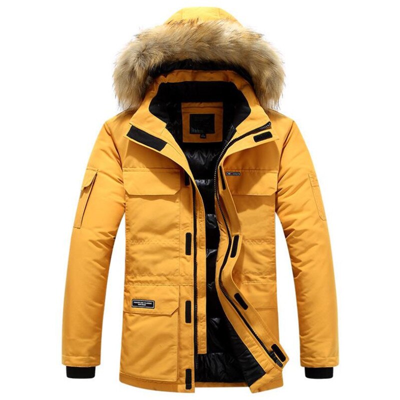 Mens Winter Jacket warm Thick Cotton Multi-pocket Hooded Jacket Male casual Fur Trim Coat men's Down jacket coat Plus size M-6XL voguable