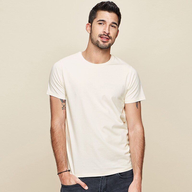 Summer New  Cool T-shirt Short Sleeve Men Fashion Solid Elastic Tshirts Basic O-neck White Running Top Slim voguable