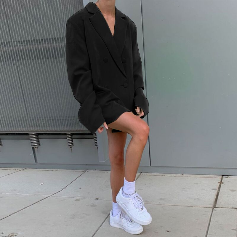 Voguable  long sleeve pure oversize coat blazer autumn winter women streetwear outfits windbreaker female tops voguable