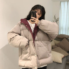 Voguable Two-sided cotton-padded jacket 2021 women winter clothing oversize Hong Kong style Korean simple bread clothes keep warm coats voguable