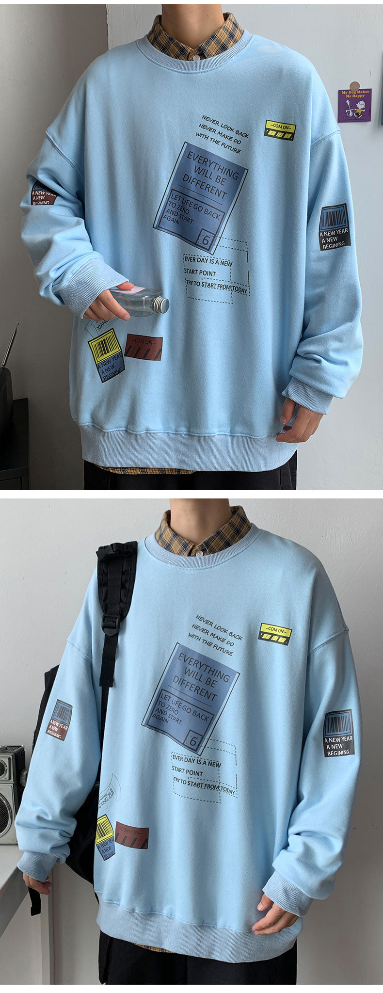 Voguable Fashion Brand Hoodies 2021 Blue White Black Classic Spring Autumn Hip Hop Loose Casual Men's Sweatshirts Punk Streetwear Clothes voguable