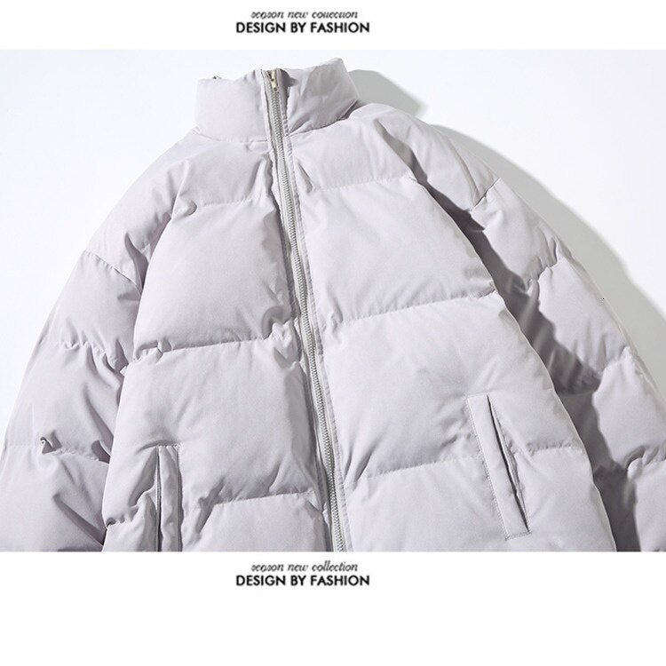 Voguable Big Size Thicken Men Warm Parkas Solid Color Stand Collar Fashion Male Winter Coat Cotton Padded Jacket Harajuku Clothing voguable