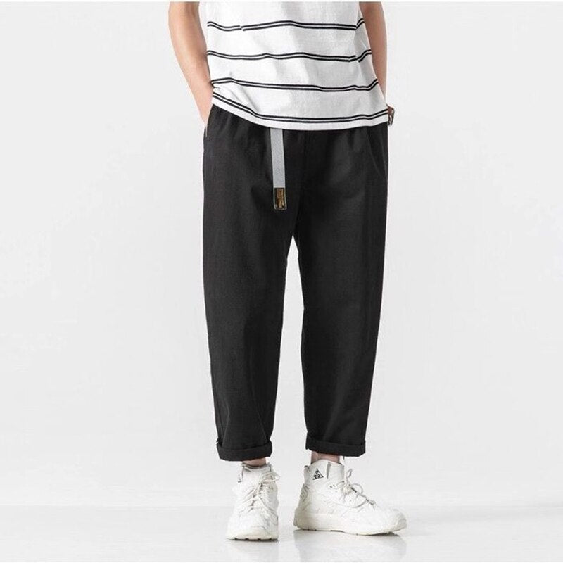 Voguable Harem Pants Men Streetwear Baggy Loose Pants 5XL Plus size Mens Ankle length Trousers Black With Belt Joggers Sport Sweatpants voguable