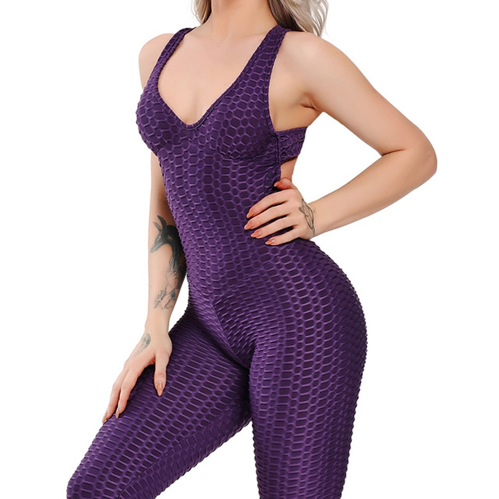 Fitness Yoga Set Women Sexy Jumpsuit Sleeveless Tracksuit One Piece Sports Clothing Backless Workout Sportswear Gym Leggings voguable