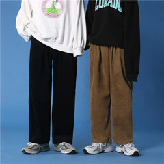 Autumn/winter Corduroy Pants Men's Fashion Casual Pants Men Streetwear Loose Hip-hop Straight Wide-leg Pants Mens Trousers M-3XL voguable