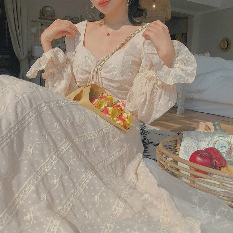 Voguable  Vintage Fairy Dress Women Elegant Designer Chiffon Dress Long Sleeve French Party Midi Dress Casual Women's Clothing Autumn 2022 voguable