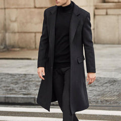 Voguable British Style Long Wool Trench Coat Men 2021 Winter Mens Cashmere Coat Slim Fit Extra Long Overcoat Windbreaker Manteau Homme voguable