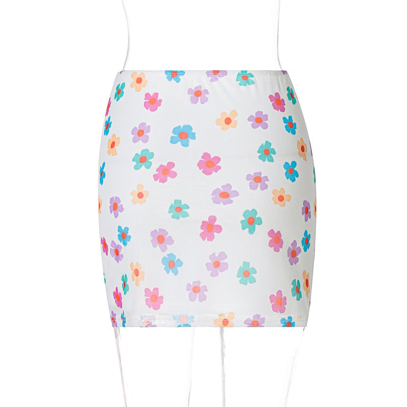 Voguable 2022 High Waist Floral Print Mini Skirt Summer Women Fashion Streetwear Y2K Bottoms voguable