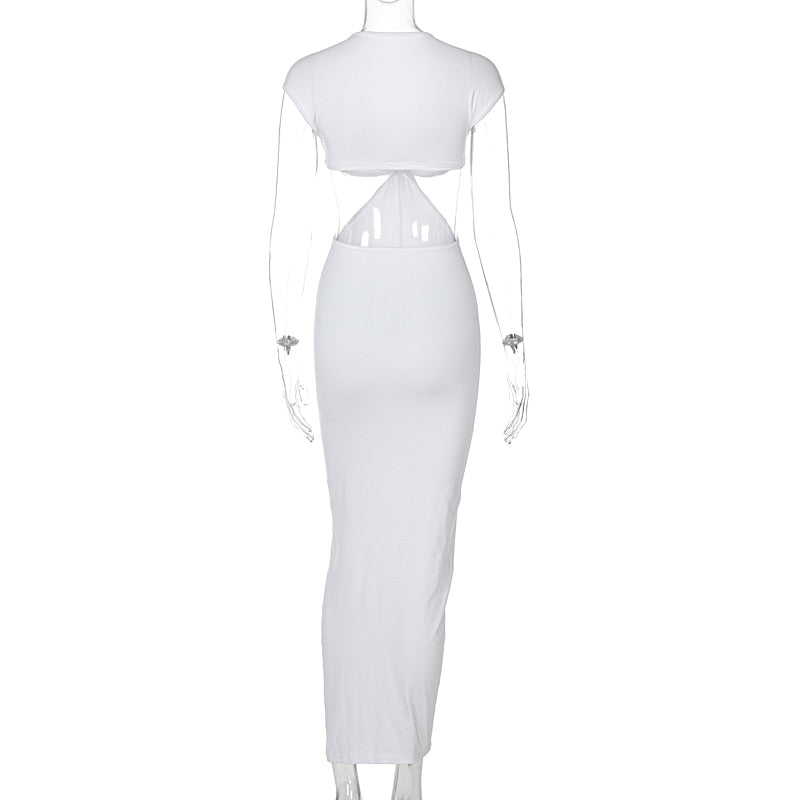 Voguable 202 Sleeveless Backless Hollow Up Sexy Long Dress Summer Women Fashion Streetwear Outfits Solid Club Clothing Y2K voguable