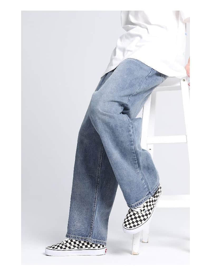 Voguable Men's and women's jeans American loose denim daddy pants men's oversize straight wide-leg mopping wash jeans trend streetwear voguable