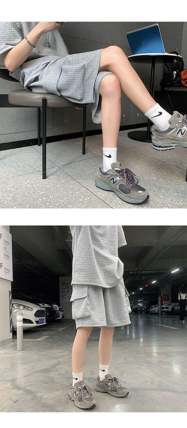 Voguable  Men Short Sleeve Tee Oversized T-shirts Men's Sets Male Chic Casual Clothing Summer Cargo Shorts Set Two Piece Loose Tracksuit voguable
