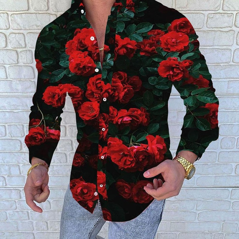 Voguable Men 2022 Spring New Skull Print Shirt Men Fashion Trend Personality Casual Rhinestones Slim Long Sleeve Dress Shirt Men voguable