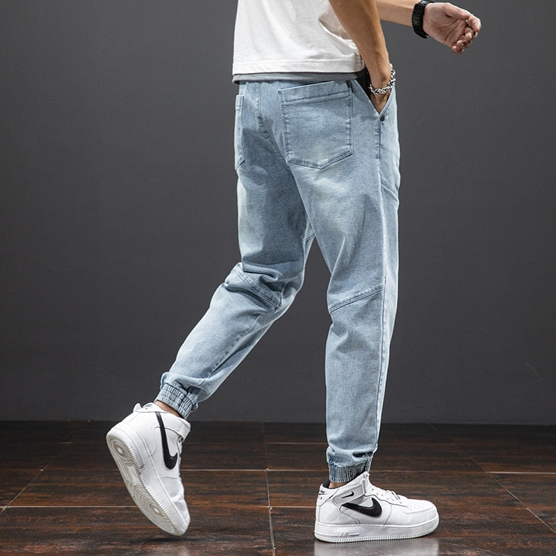 Voguable 2021 Spring Summer Ankle-Length Baggy Jeans Men Streetwear Jogger Jeans Denim Harem Pants Plus Size 6XL 7XL 8XL voguable
