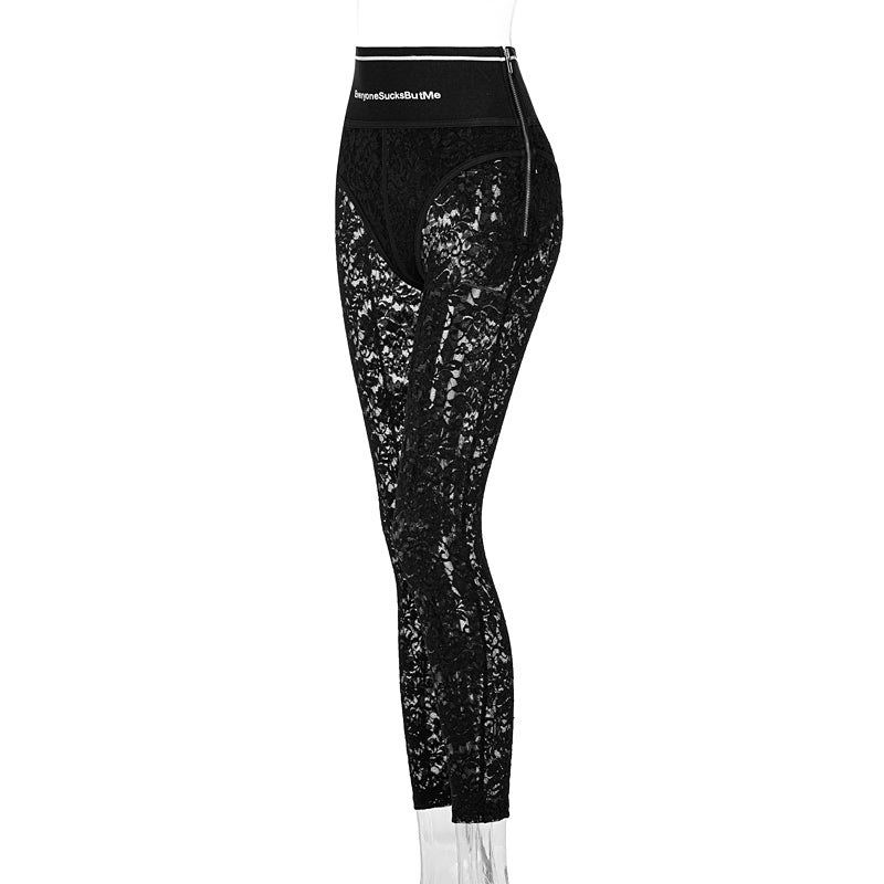 Voguable 2022 High Waist See-Through Zip Up Bodycon Pencil Pants Summer Women Fashion Streetwear Casual Trousers Club Y2K voguable
