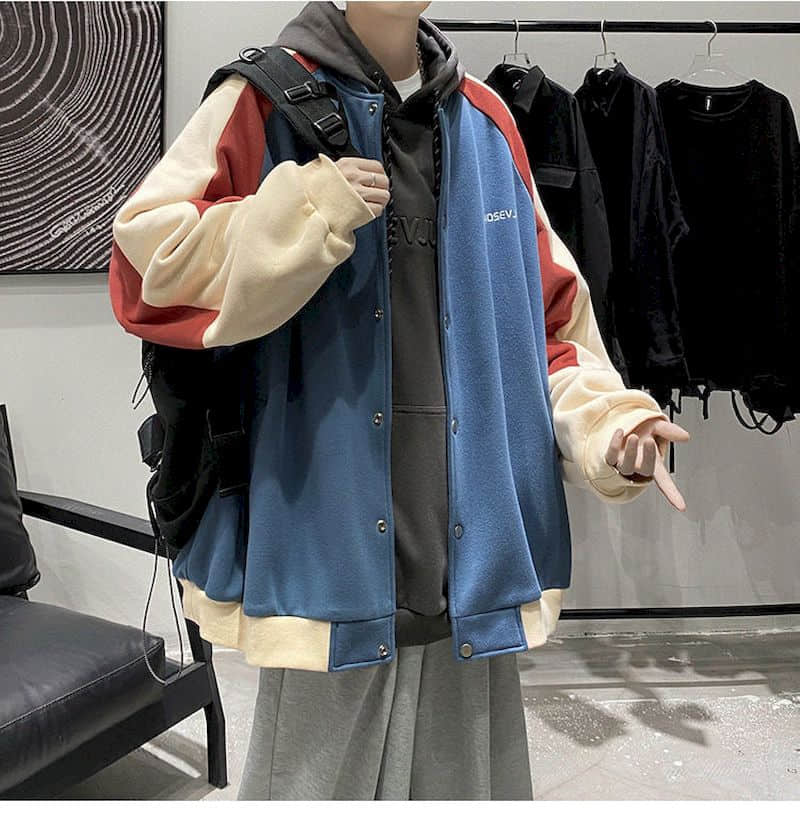Voguable Baseball uniform men's winter thick casual jacket Korean style trendy handsome jacket  Hong Kong style plus fleece top cool voguable