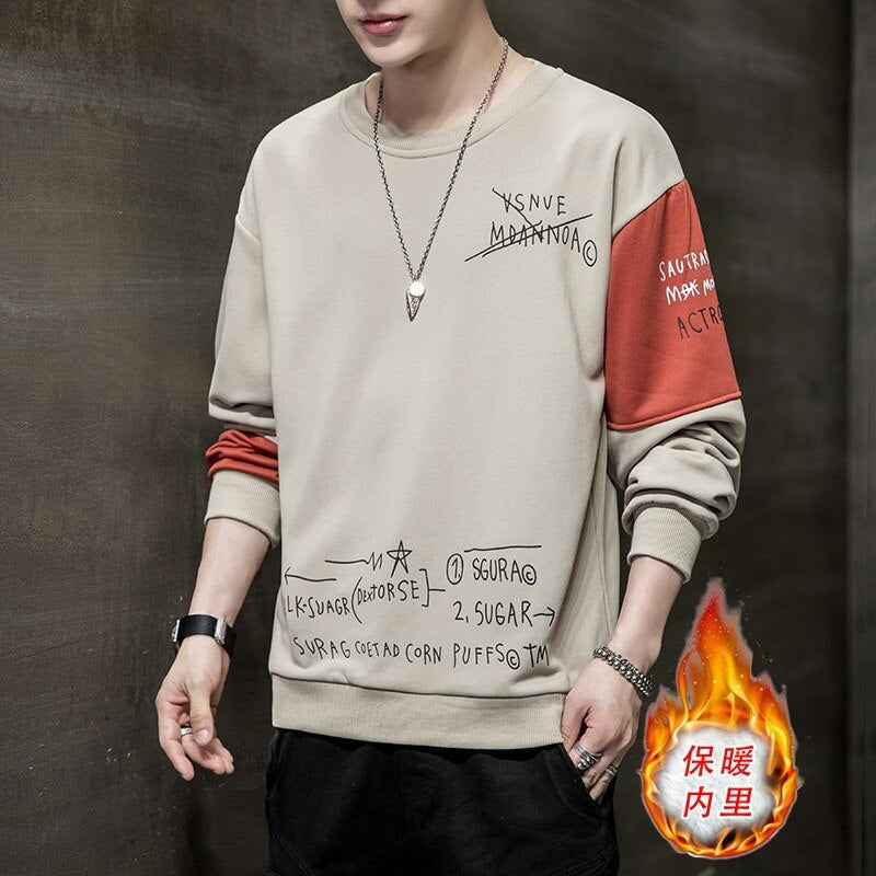 Voguable Oversized Hoodie White Crewneck Hooded Sweatshirt for Men Harajuku Hoodies Men Plus Velvet Autumn Korean Streetwear voguable