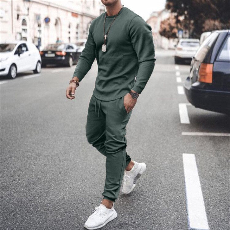 Voguable Sets Tracksuit Men Autumn Winter Sets 2 Piece Long Sleeved Sportswear Pullover Tracksuit Men Casual Jogger Sweat Suits voguable