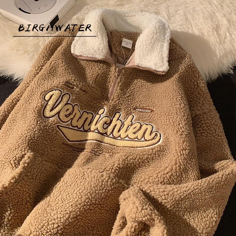 Voguable New Vintage Punk Style Streetwear Chic V-neck Letter Embroidery Sweatshirt Women Baseball Oversized Harajuku lambswool coats ins voguable