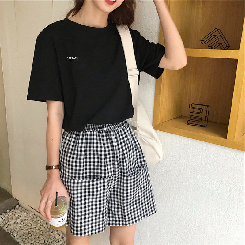 Voguable  BF Style Women T Shirt Short Sleeve O-neck Female Tops Tees Embroidery Solid Color Casual Loose Summer tshirt  New voguable