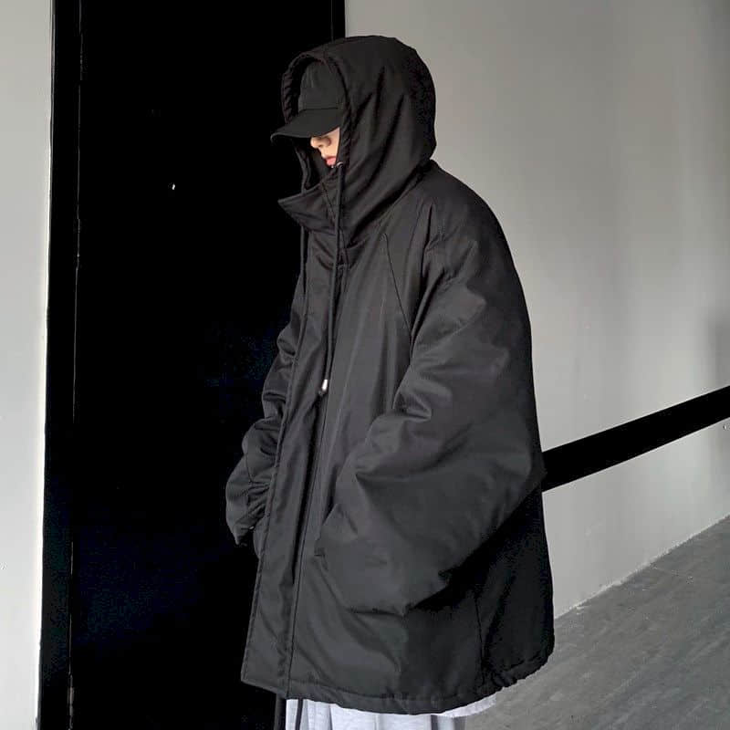 Voguable Punk style Padded Jacket Men Women Winter 2021 new thickened dark oversize hooded charging cotton jacket men's thick/thin Top voguable